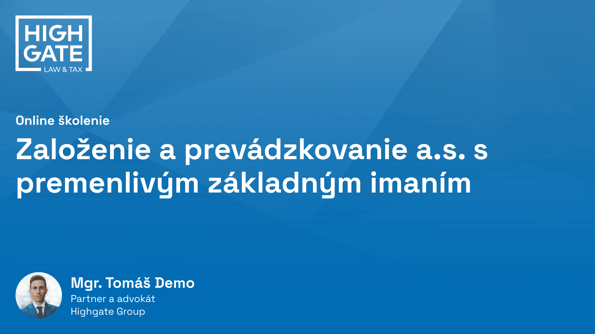 Založenie a prevádzkovanie a.s. s premenlivým základným imaním - 2020